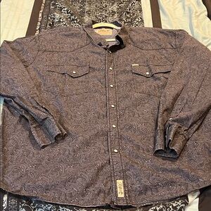 RAFTER C Men's Long-Sleeve Paisley Button-Down Shirt - Brown